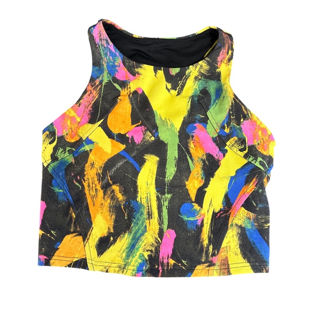 Lululemon Invigorate Training Tank Top Multi Color Abstract Print Size 2 LW1DJSZ